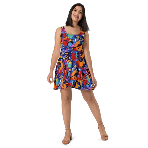 Prismatic Playground on a Skater Dress