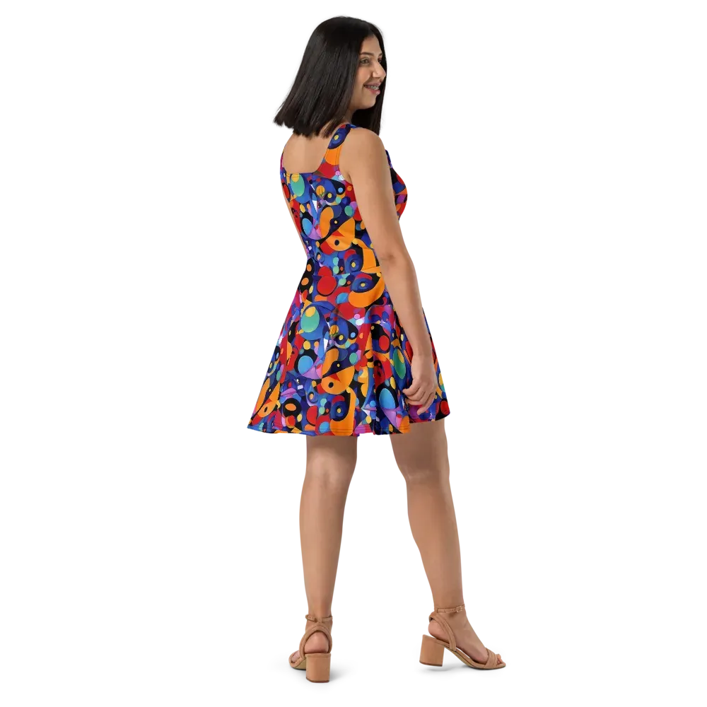 Prismatic Playground on Skater Dress — Right