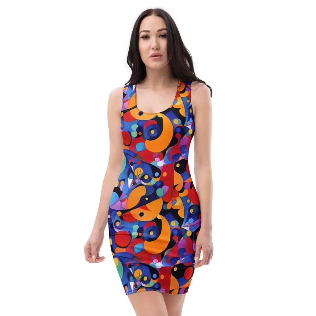 Prismatic Playground on Bodycon Dress — Front