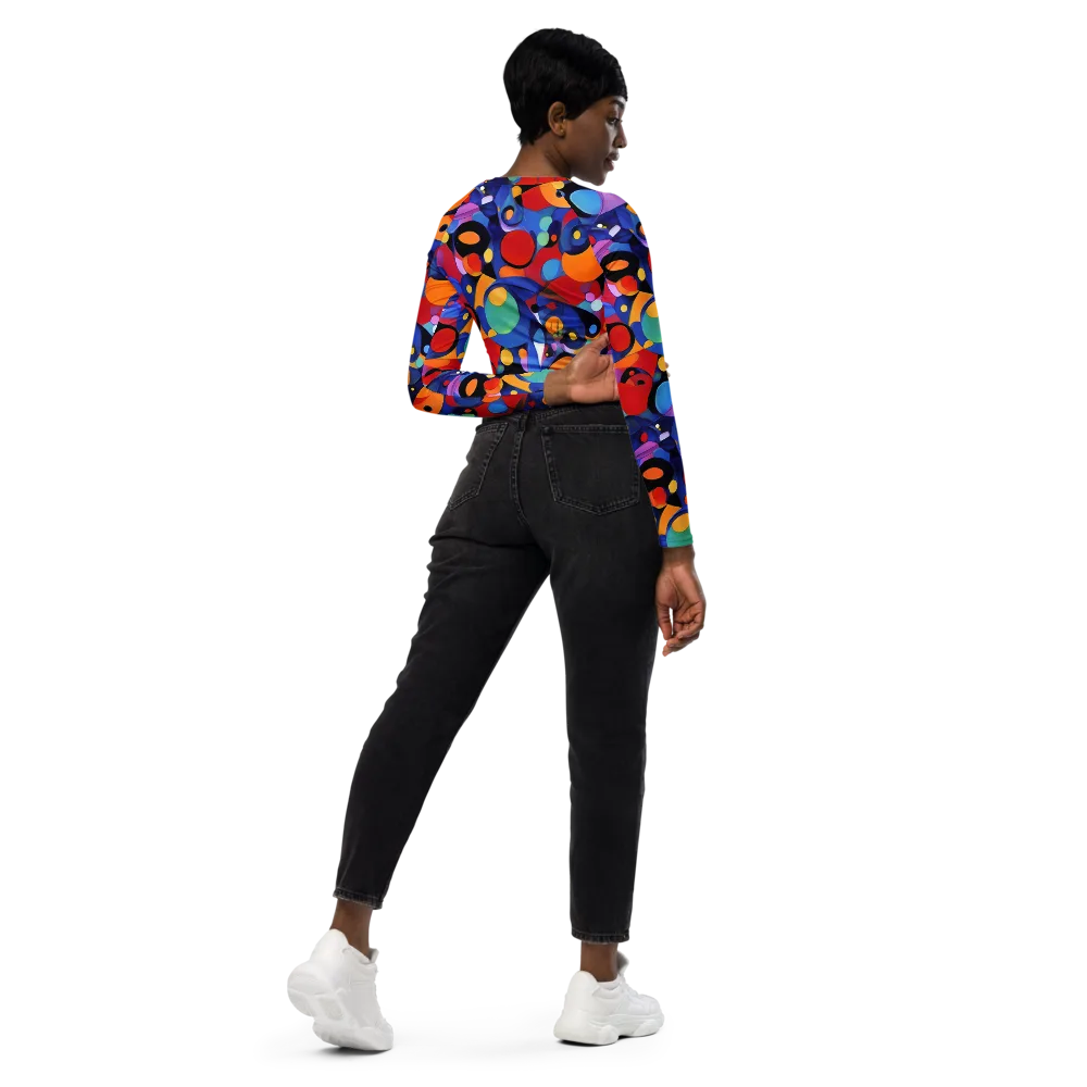 Prismatic Playground on Long Sleeve Crop Top — Right Back