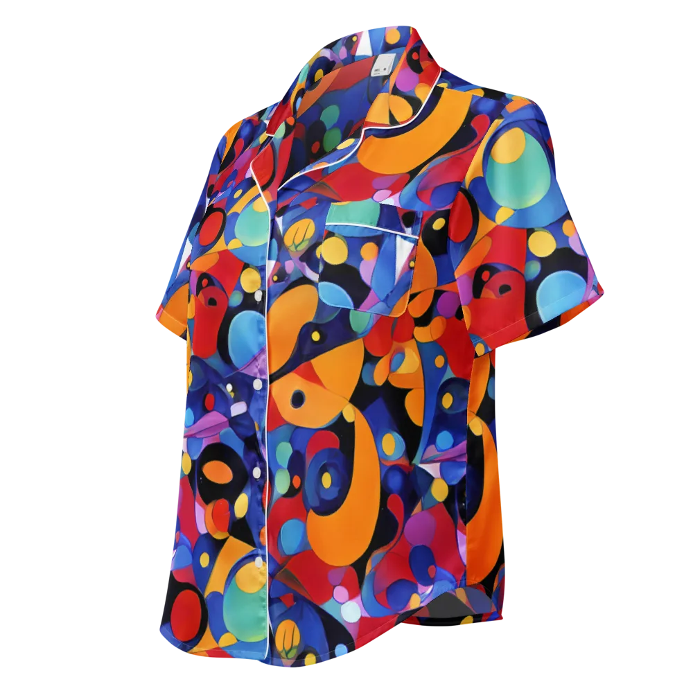 Prismatic Playground on Women's Short Sleeve Pajama Top — Left Front
