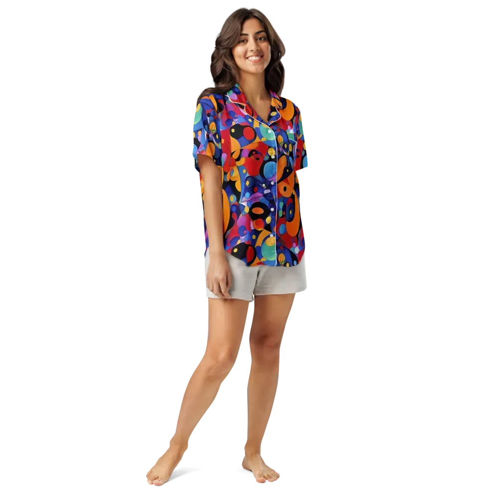Prismatic Playground on Women's Short Sleeve Pajama Top — Front