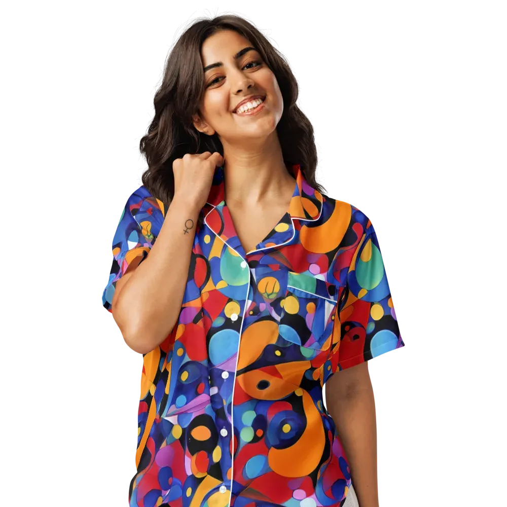 Prismatic Playground on Women's Short Sleeve Pajama Top — Front