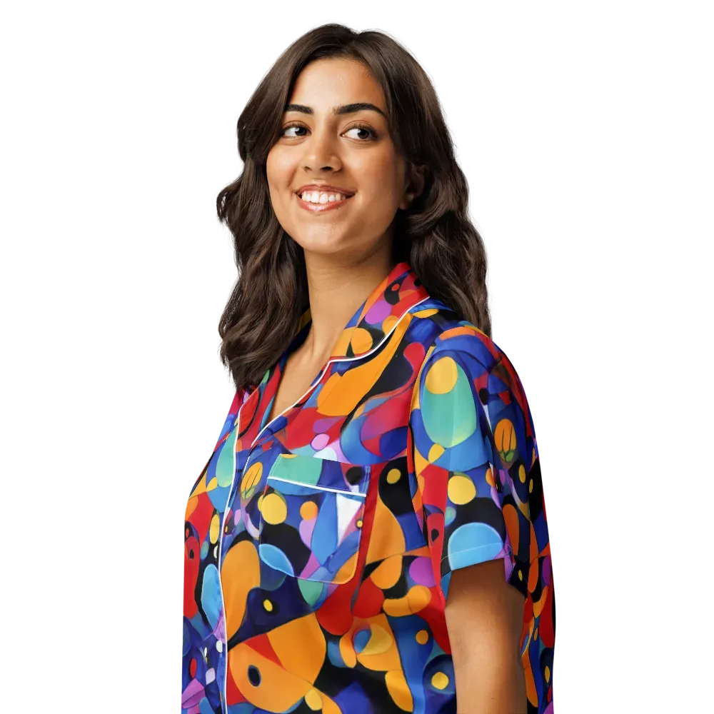 Prismatic Playground on Women's Short Sleeve Pajama Top — Left Front