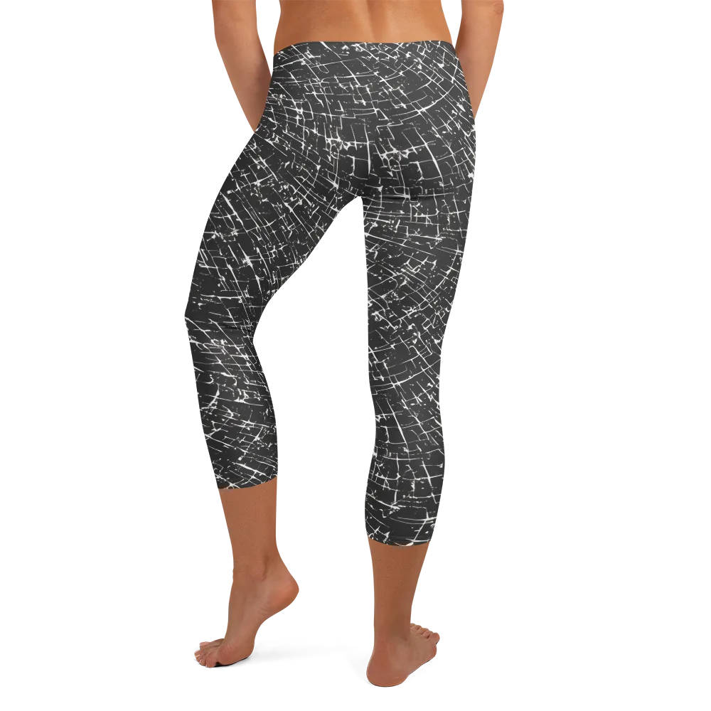 Obsidian Crackle on Capri Leggings — Back