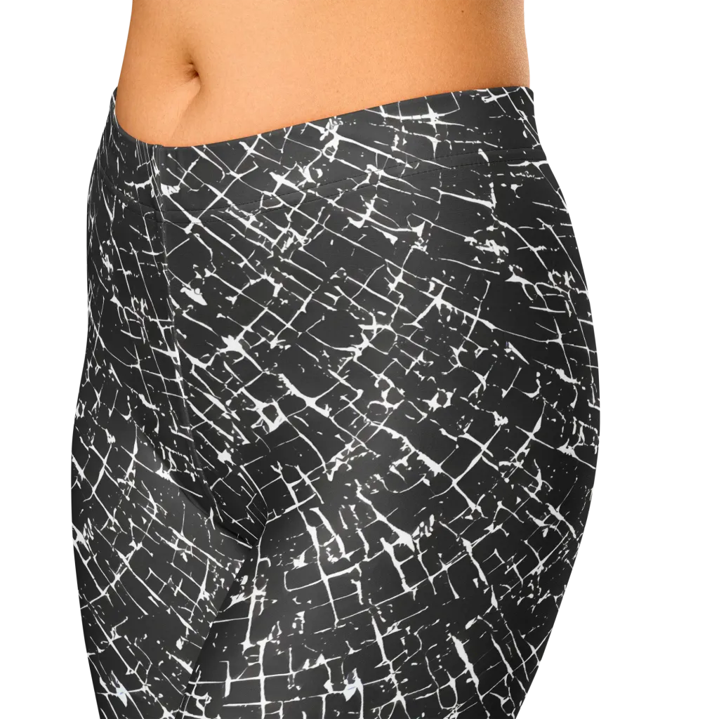 Obsidian Crackle on Capri Leggings — Zoomed-in