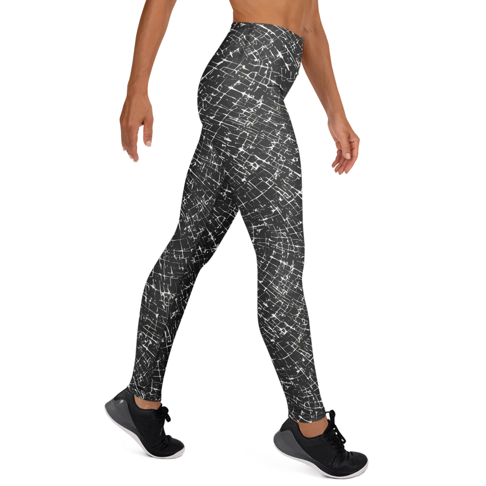 Obsidian Crackle on Yoga Leggings — Right