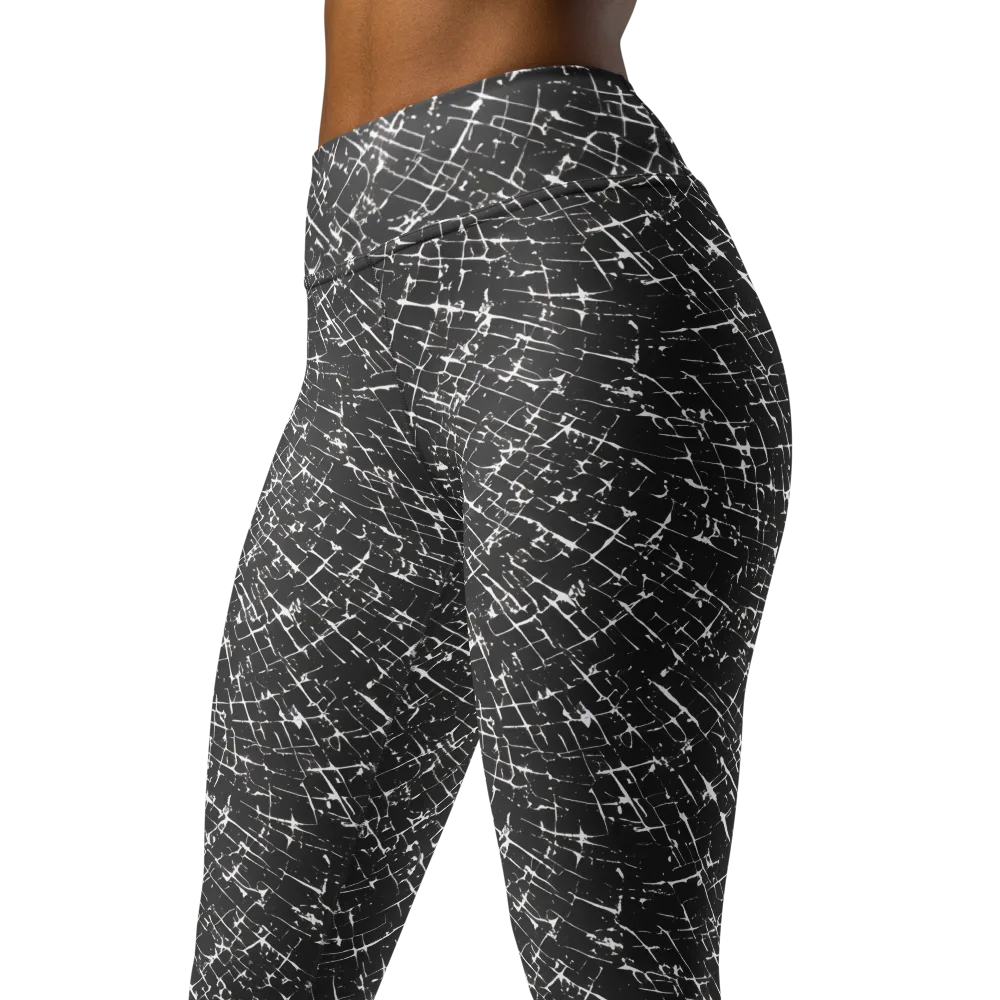 Obsidian Crackle on Yoga Leggings — Left Front