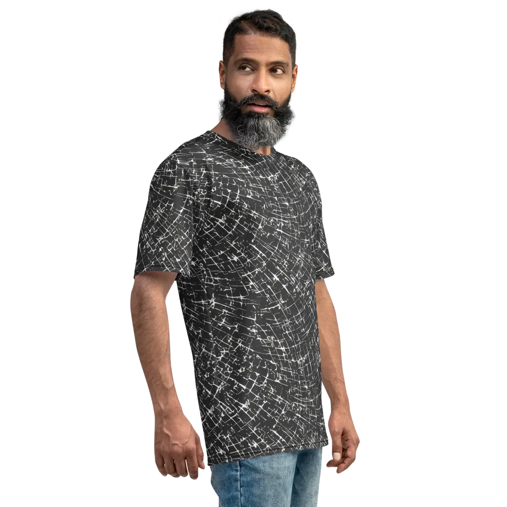 Obsidian Crackle on Men's Crew Neck T-Shirt — Right