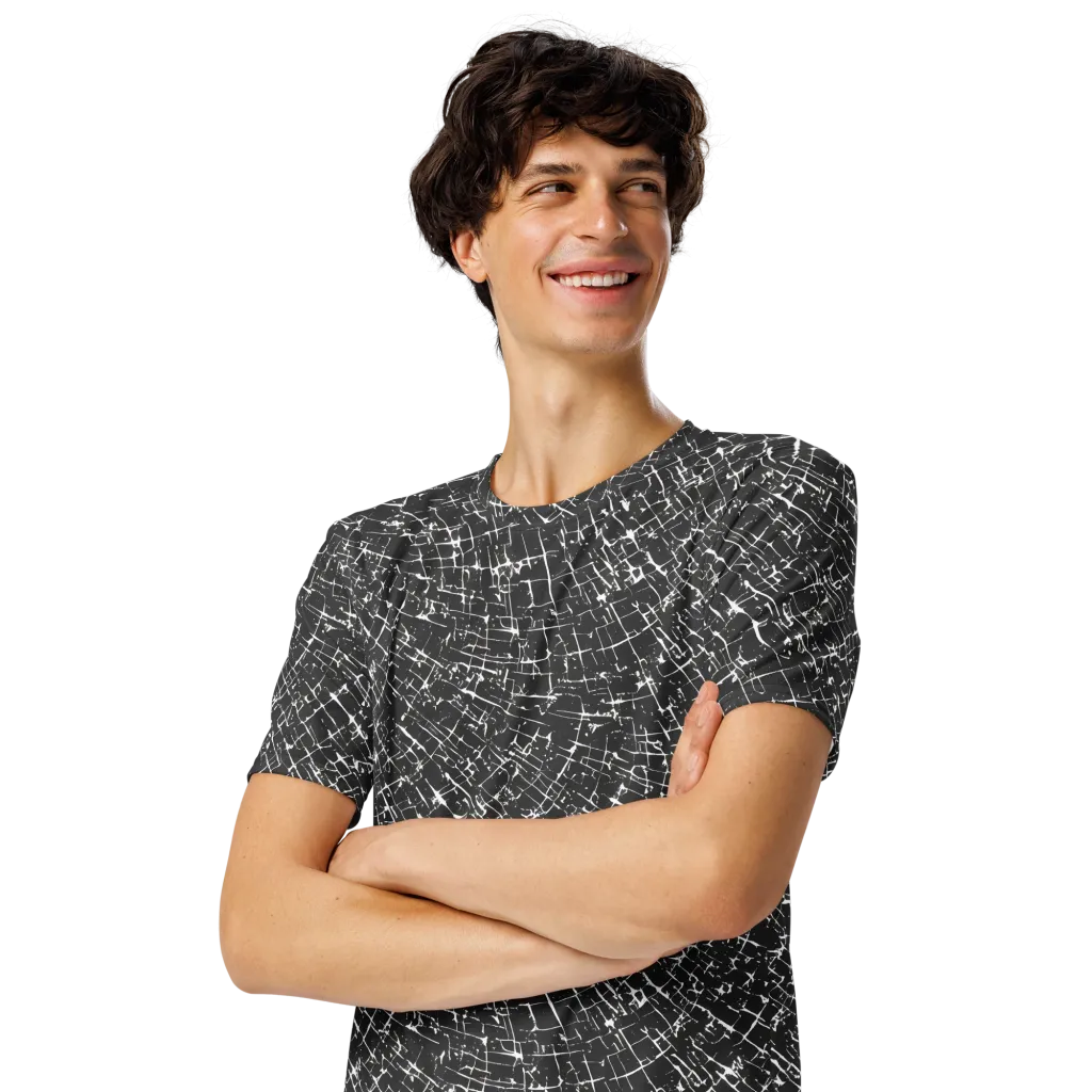 Obsidian Crackle on Men's Crew Neck T-Shirt — Left Front