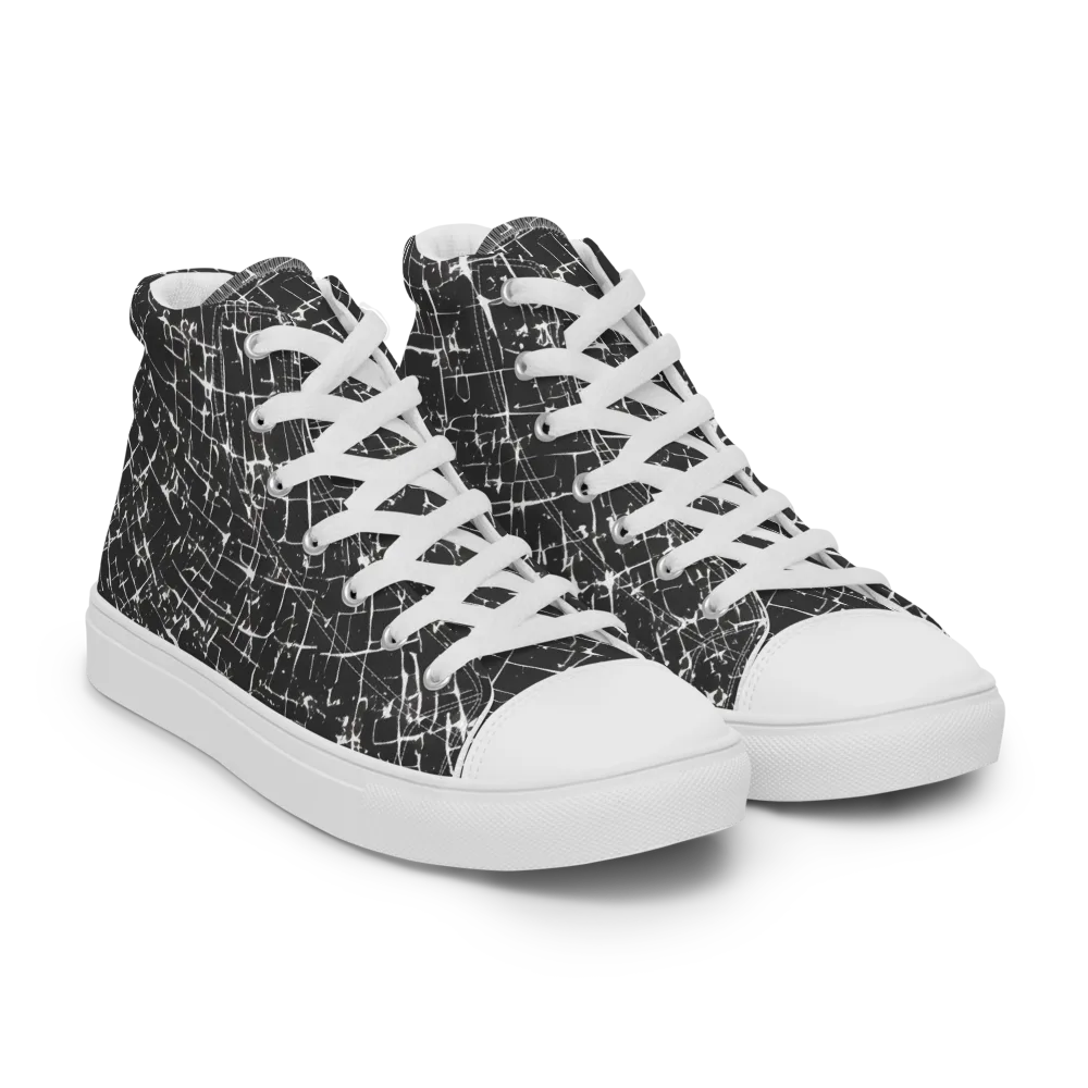Obsidian Crackle on Men's High Top Canvas Shoes — Right Front