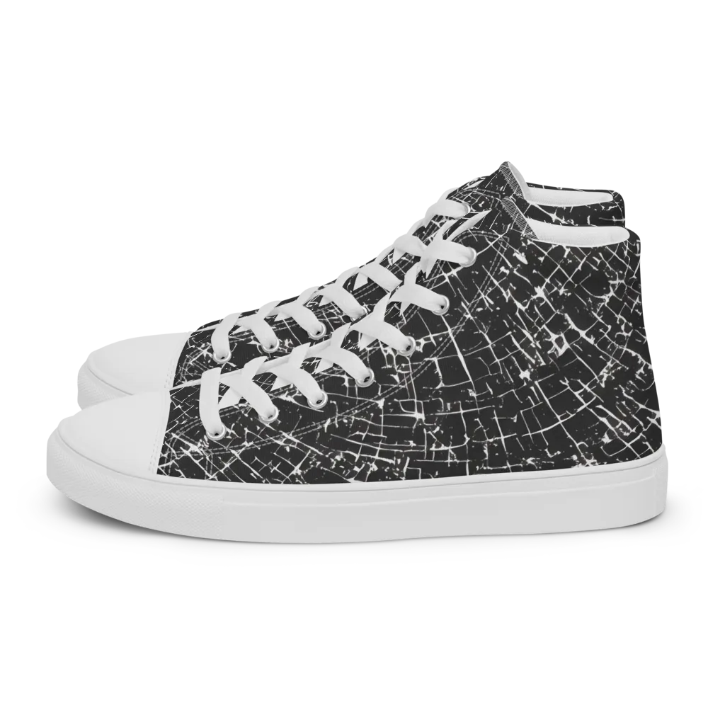 Obsidian Crackle on Men's High Top Canvas Shoes — Left