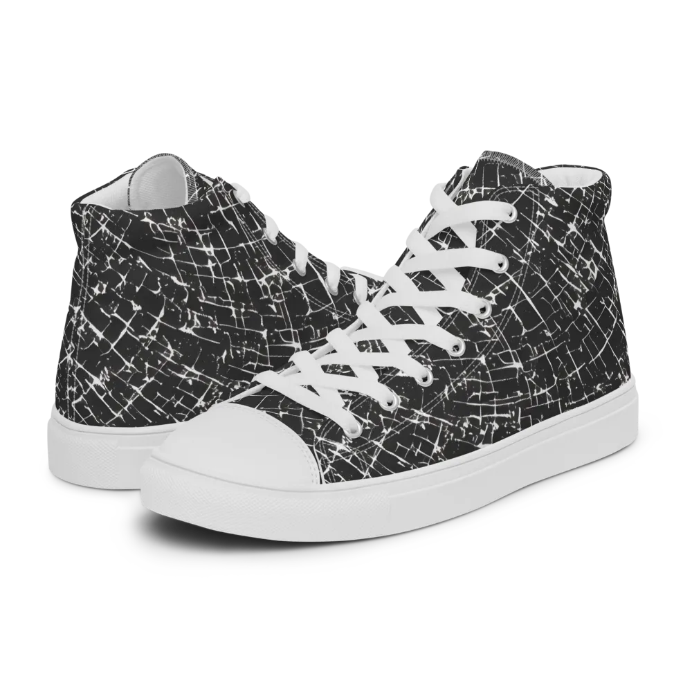 Obsidian Crackle on Men's High Top Canvas Shoes — Left