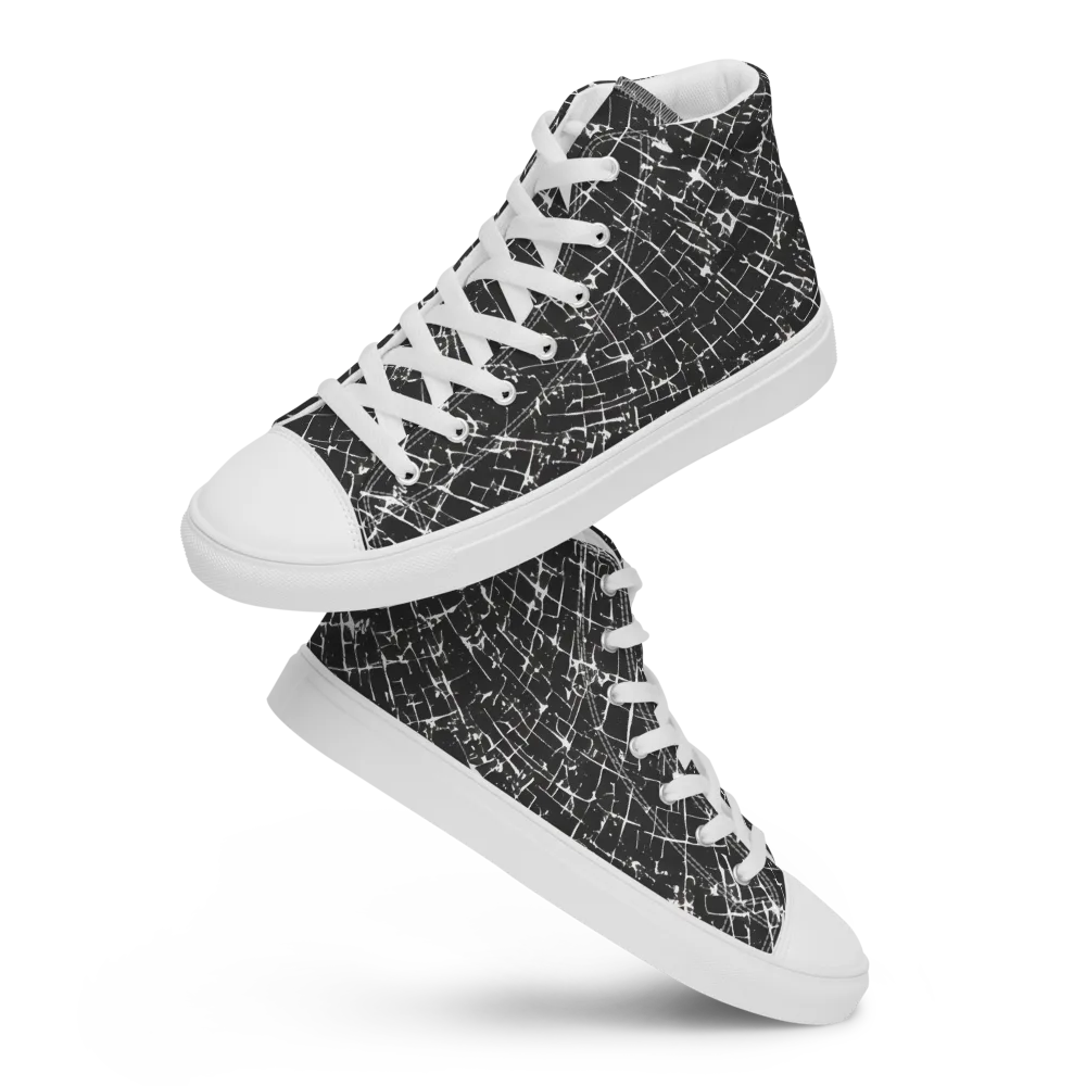 Obsidian Crackle on Men's High Top Canvas Shoes — Front
