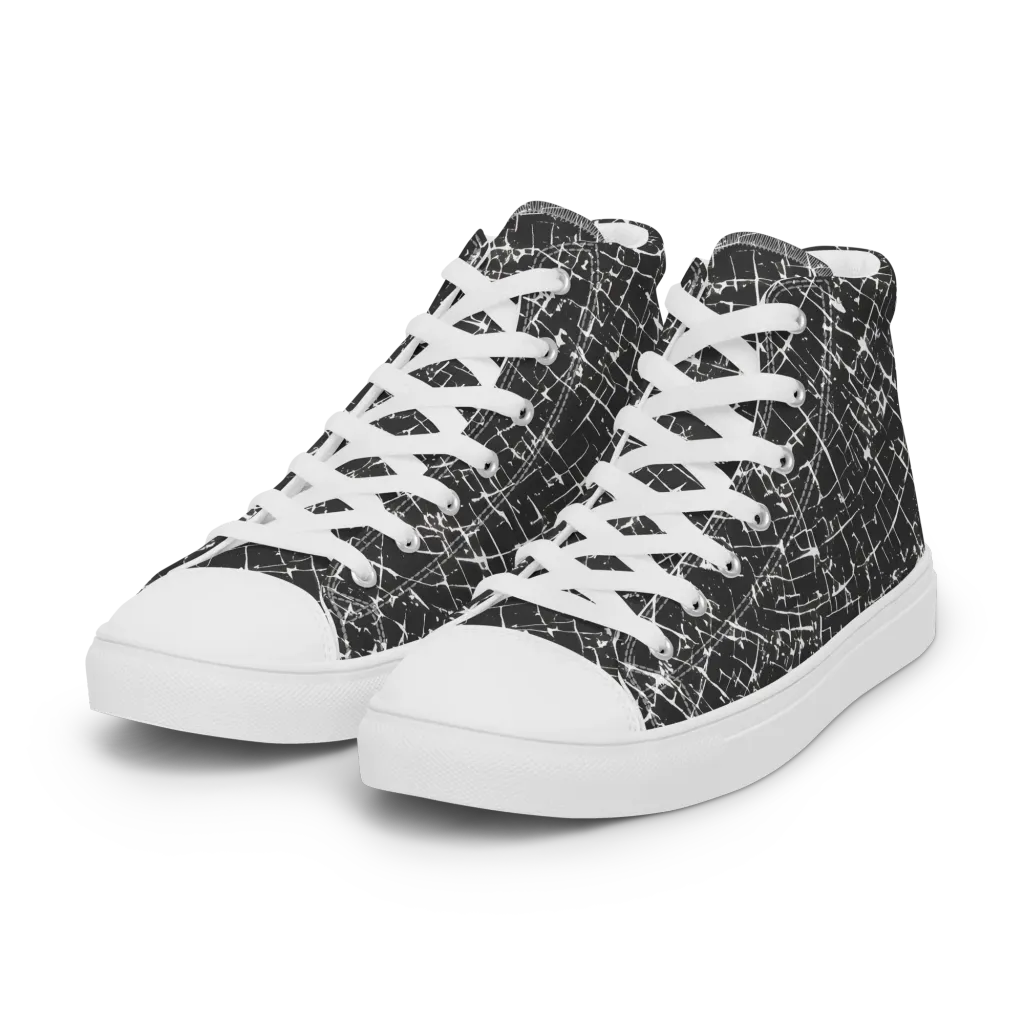 Obsidian Crackle on Women's High Top Canvas Shoes — Left Front