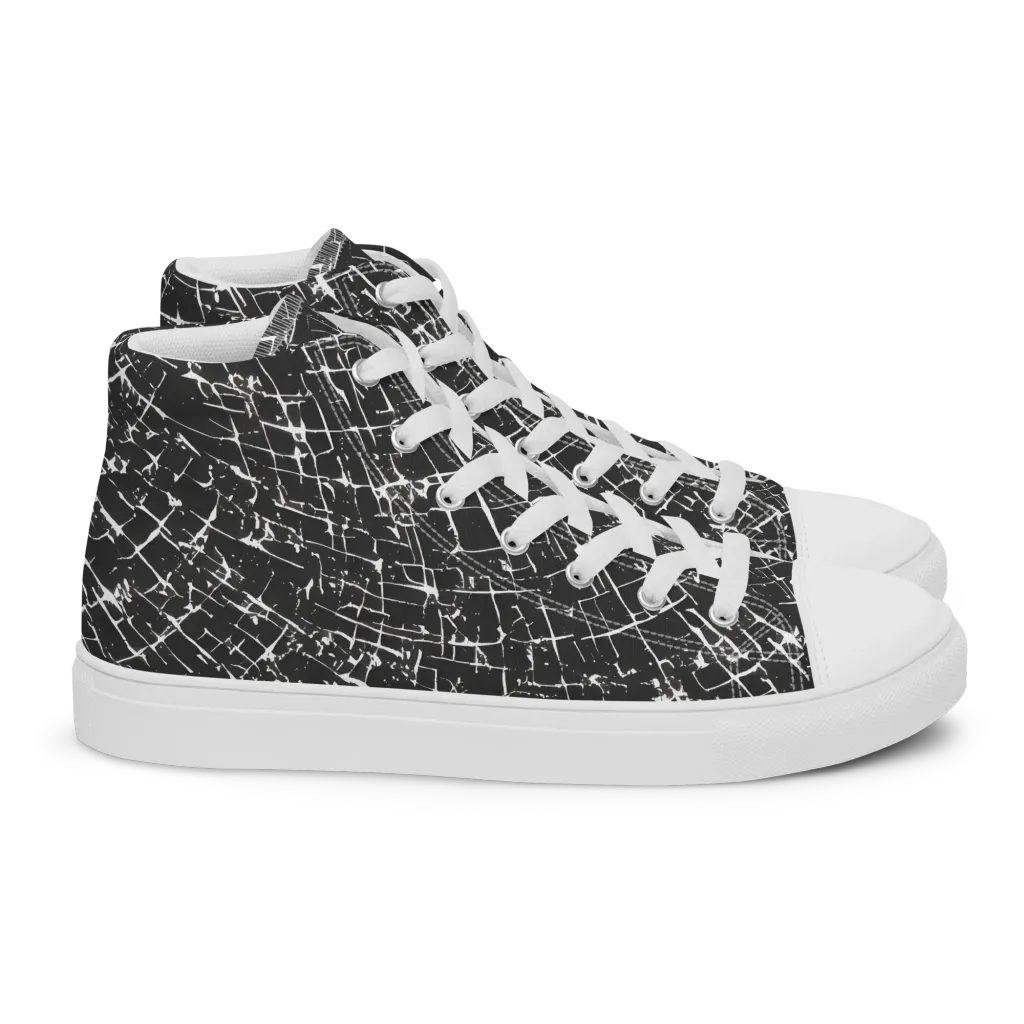 Obsidian Crackle on Women's High Top Canvas Shoes — Right