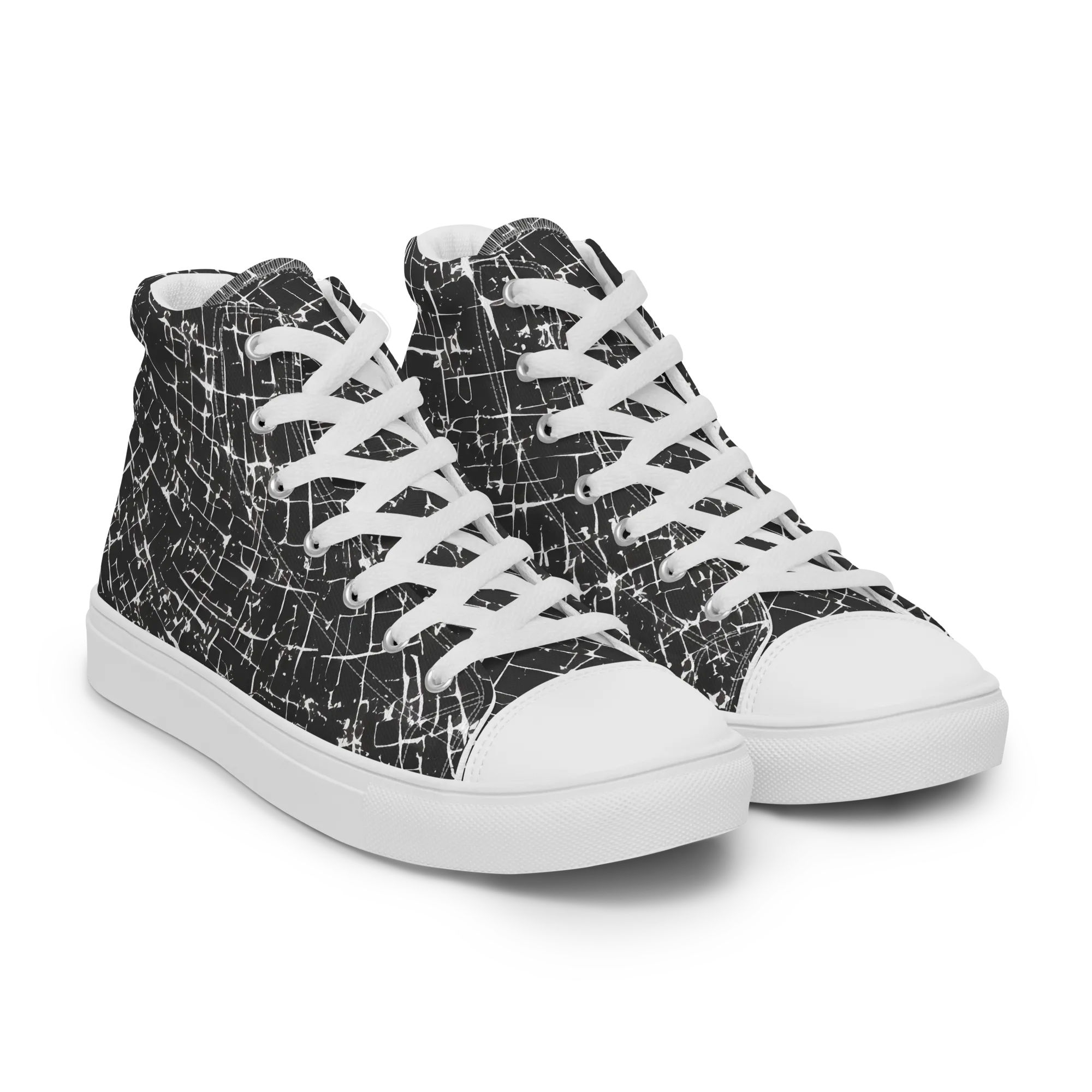 Obsidian Crackle on Women's High Top Canvas Shoes — Right Front