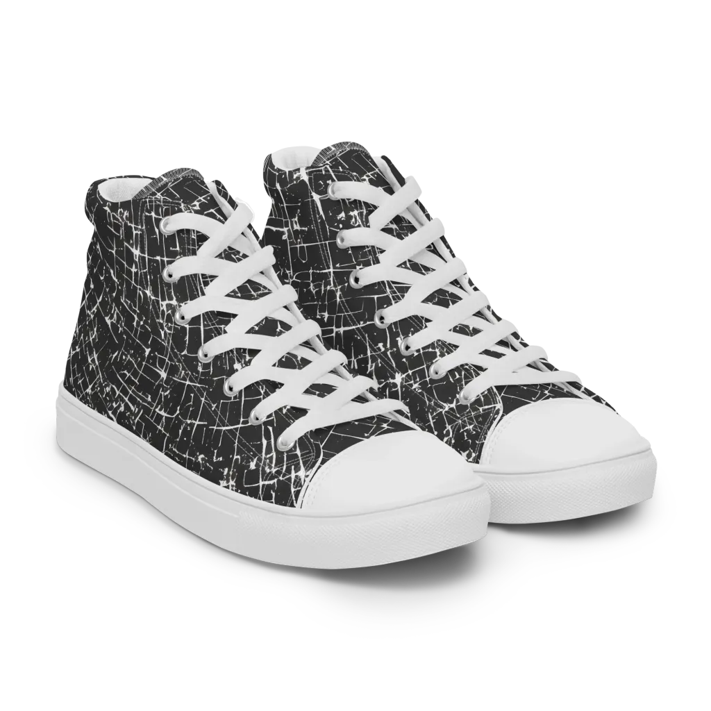 Obsidian Crackle on Women's High Top Canvas Shoes — Right Front