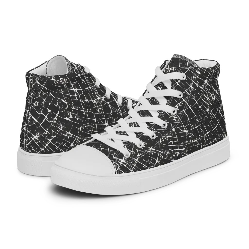 Obsidian Crackle on Women's High Top Canvas Shoes — Left