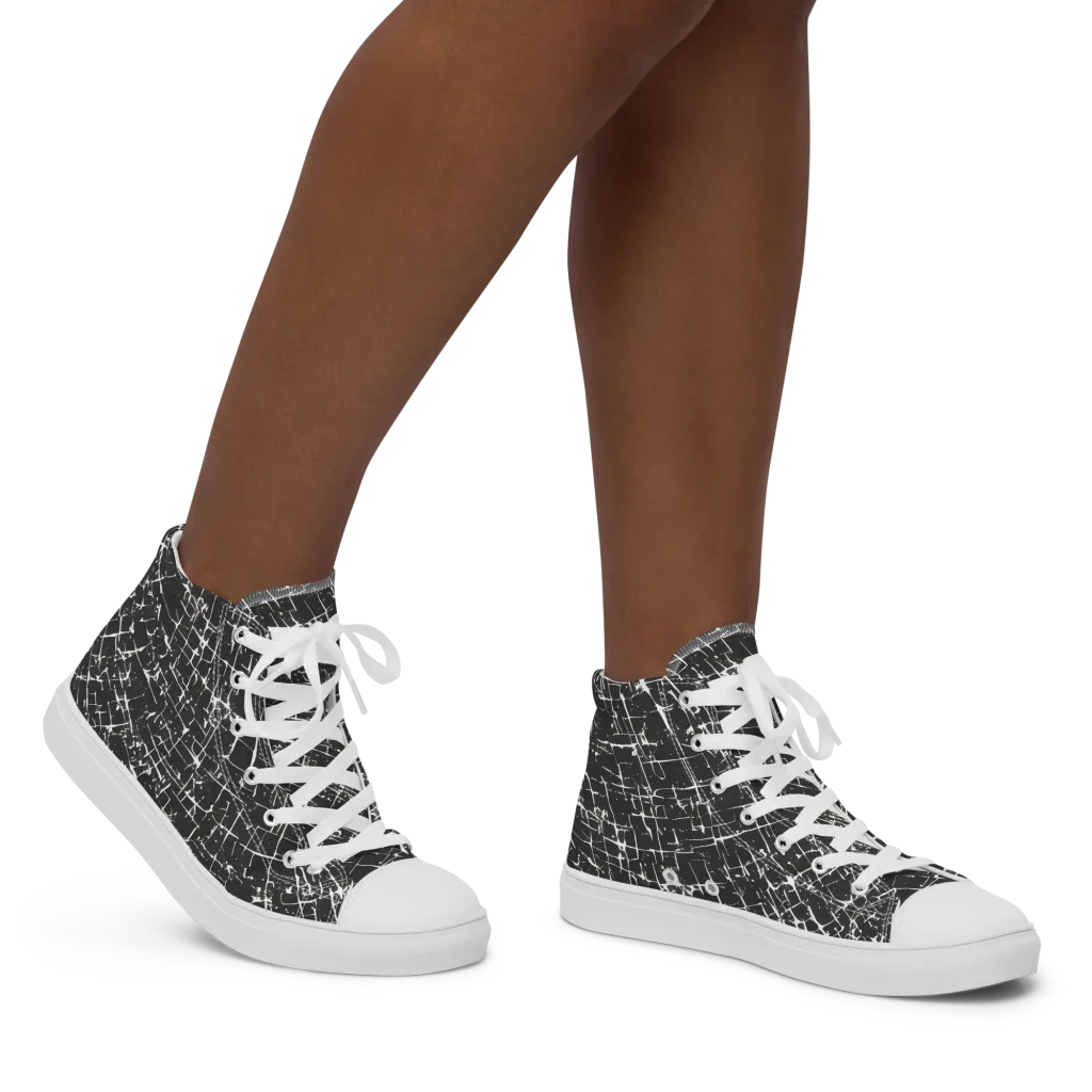 Obsidian Crackle on Women's High Top Canvas Shoes — Right