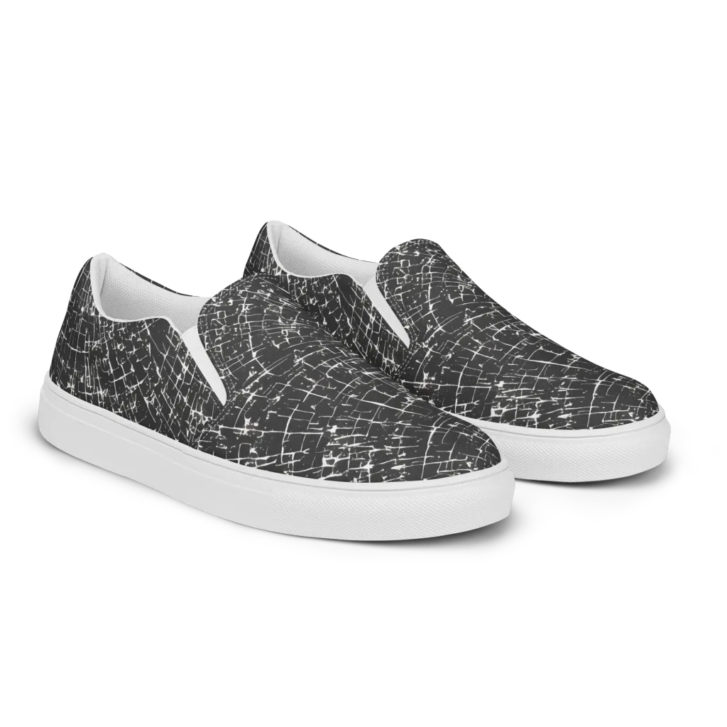 Obsidian Crackle on Men's Slip-On Canvas Shoes — Right Front