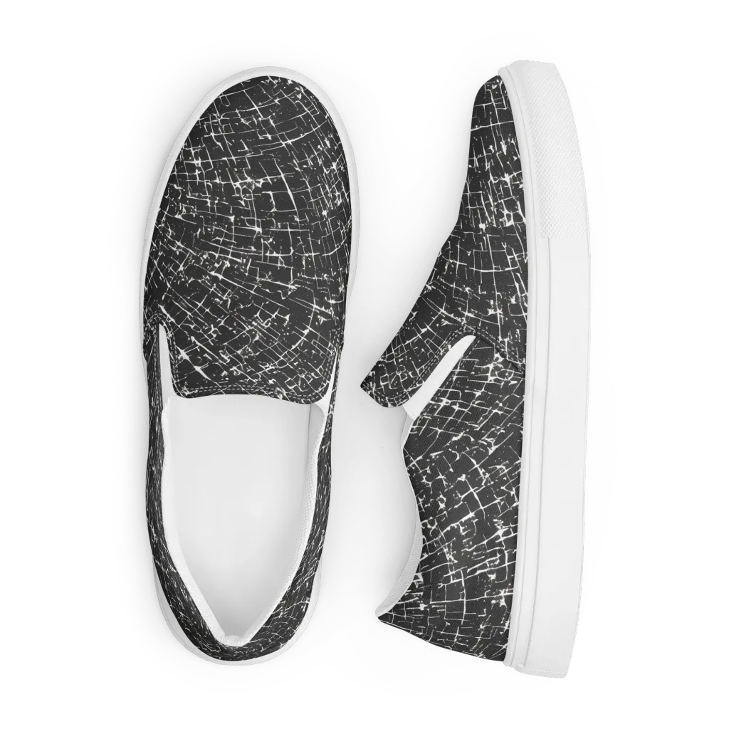 Obsidian Crackle on Men's Slip-On Canvas Shoes — Front