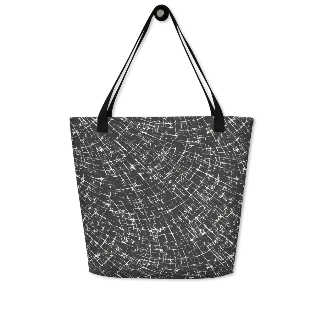 Obsidian Crackle on Large Tote Bag W/ Pocket — Front