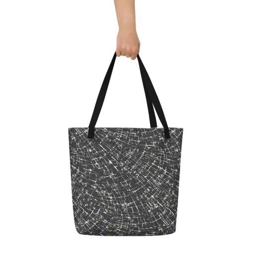 Obsidian Crackle on a Large Tote Bag W/ Pocket
