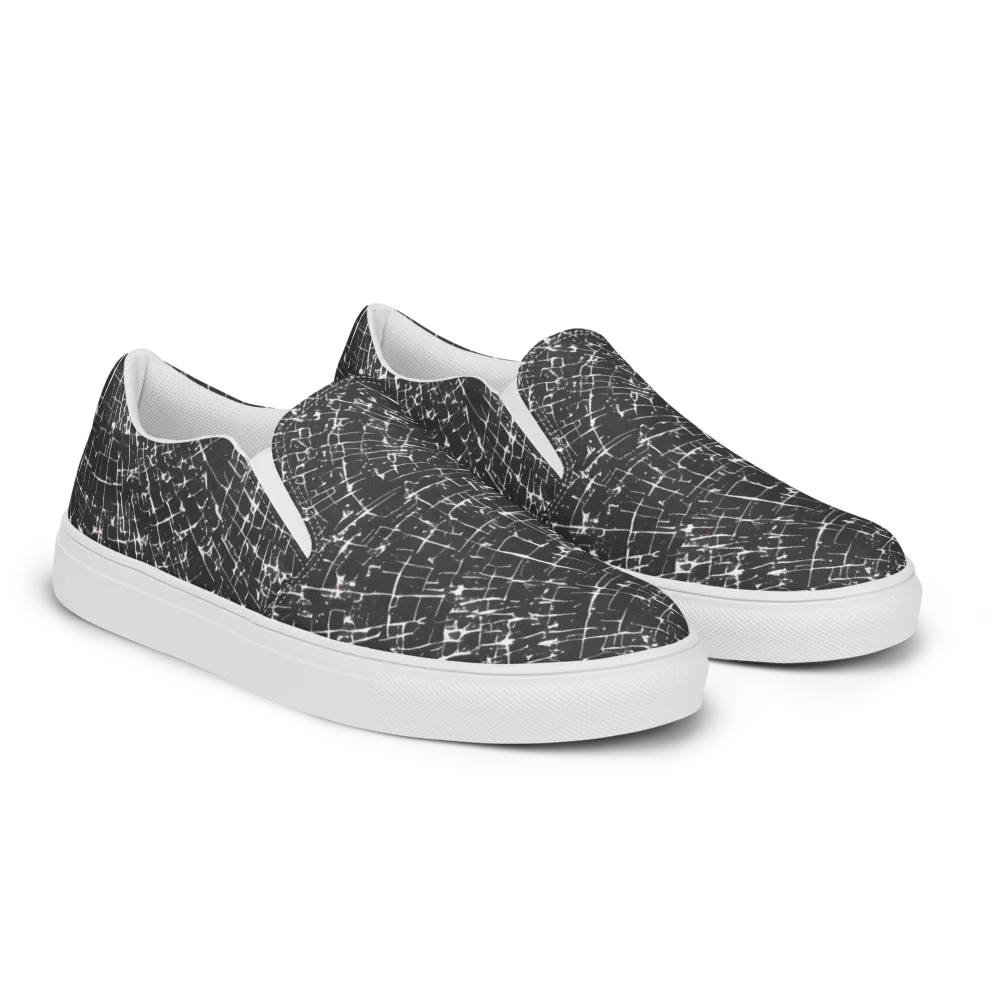 Obsidian Crackle on Women's Slip-On Canvas Shoes — Right Front