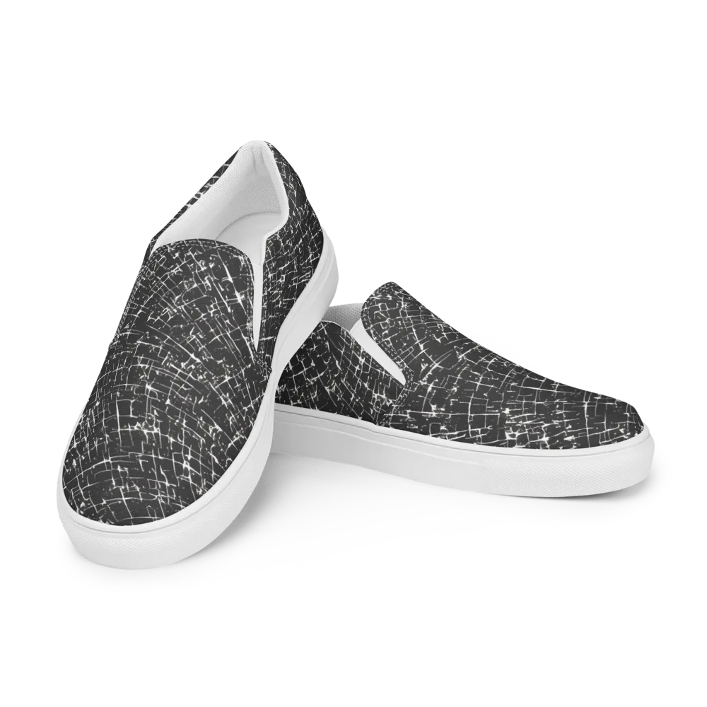 Obsidian Crackle on Women's Slip-On Canvas Shoes — Left Front