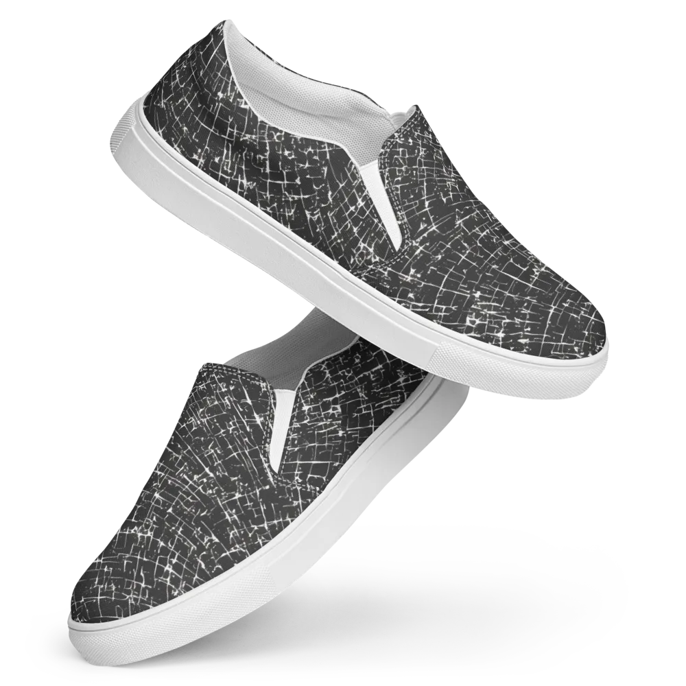 Obsidian Crackle on Women's Slip-On Canvas Shoes — Front