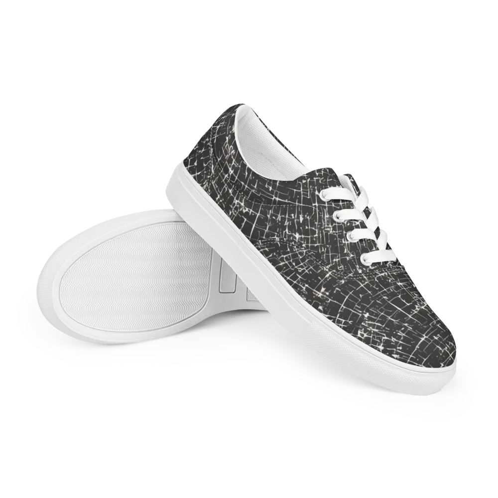 Obsidian Crackle on Men's Lace-Up Canvas Shoes — Right Front