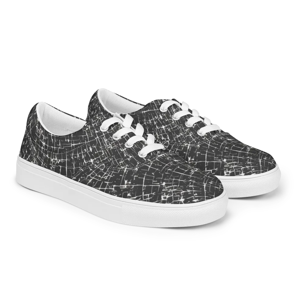 Obsidian Crackle on Men's Lace-Up Canvas Shoes — Right Front