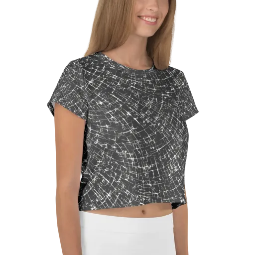 Obsidian Crackle on a Crop Tee