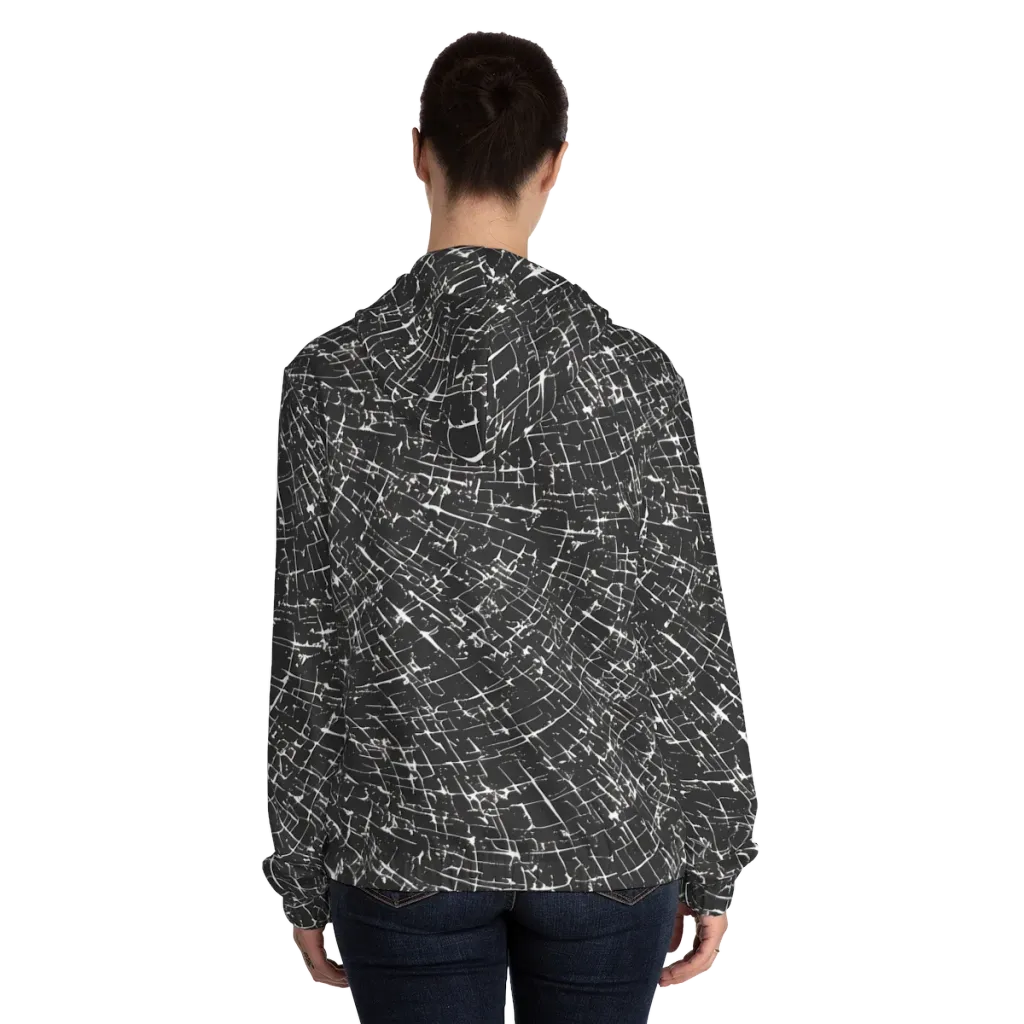 Obsidian Crackle on Women's Full-Zip Hoodie — Back On Person