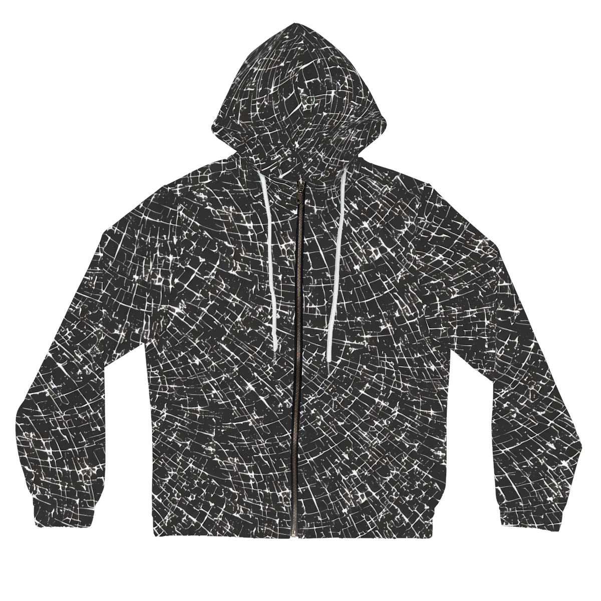 Obsidian Crackle on Women's Full-Zip Hoodie — Front