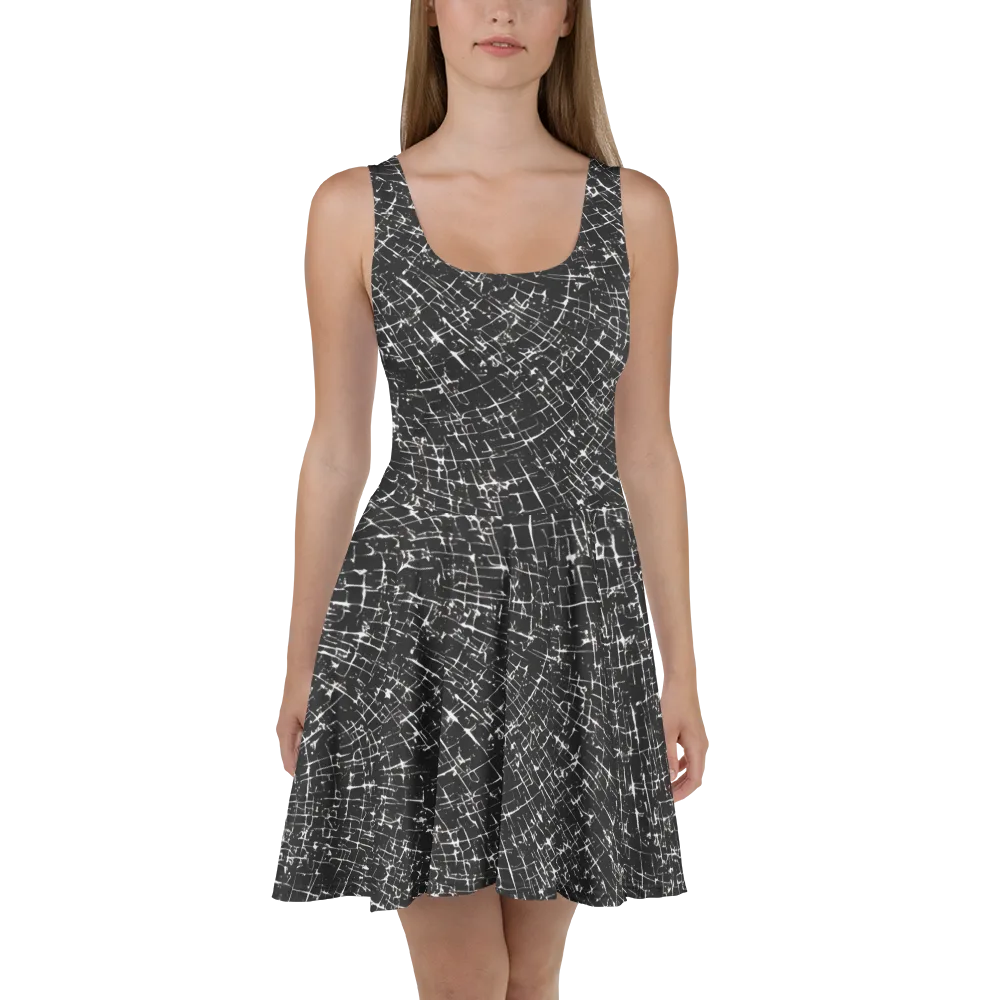 Obsidian Crackle on Skater Dress — Front