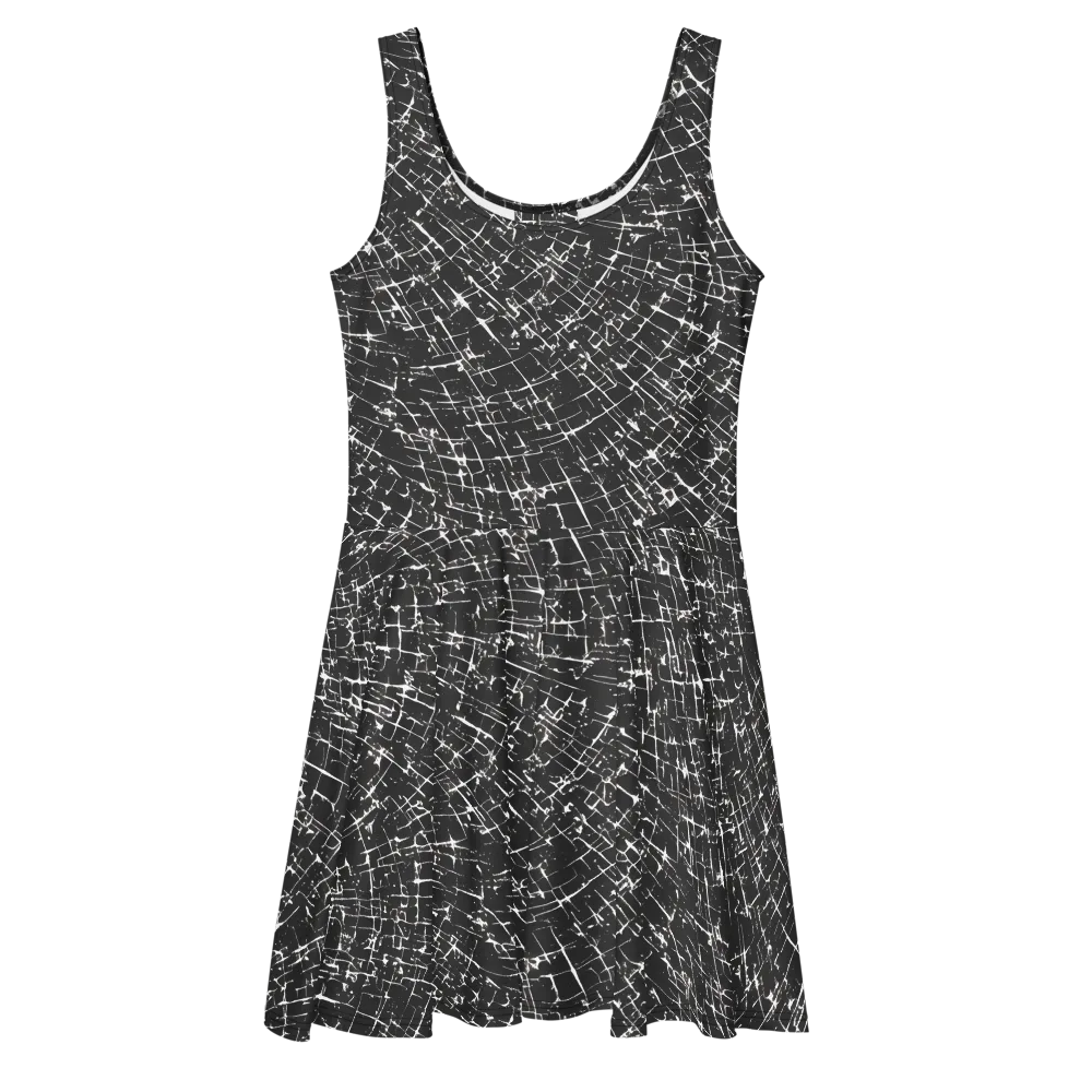 Obsidian Crackle on Skater Dress — Front