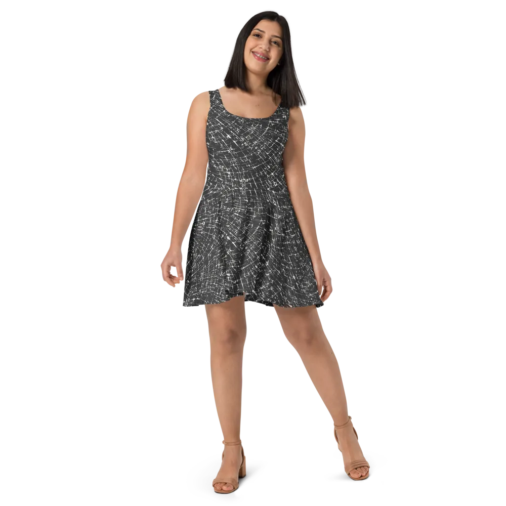 Obsidian Crackle on Skater Dress — Front