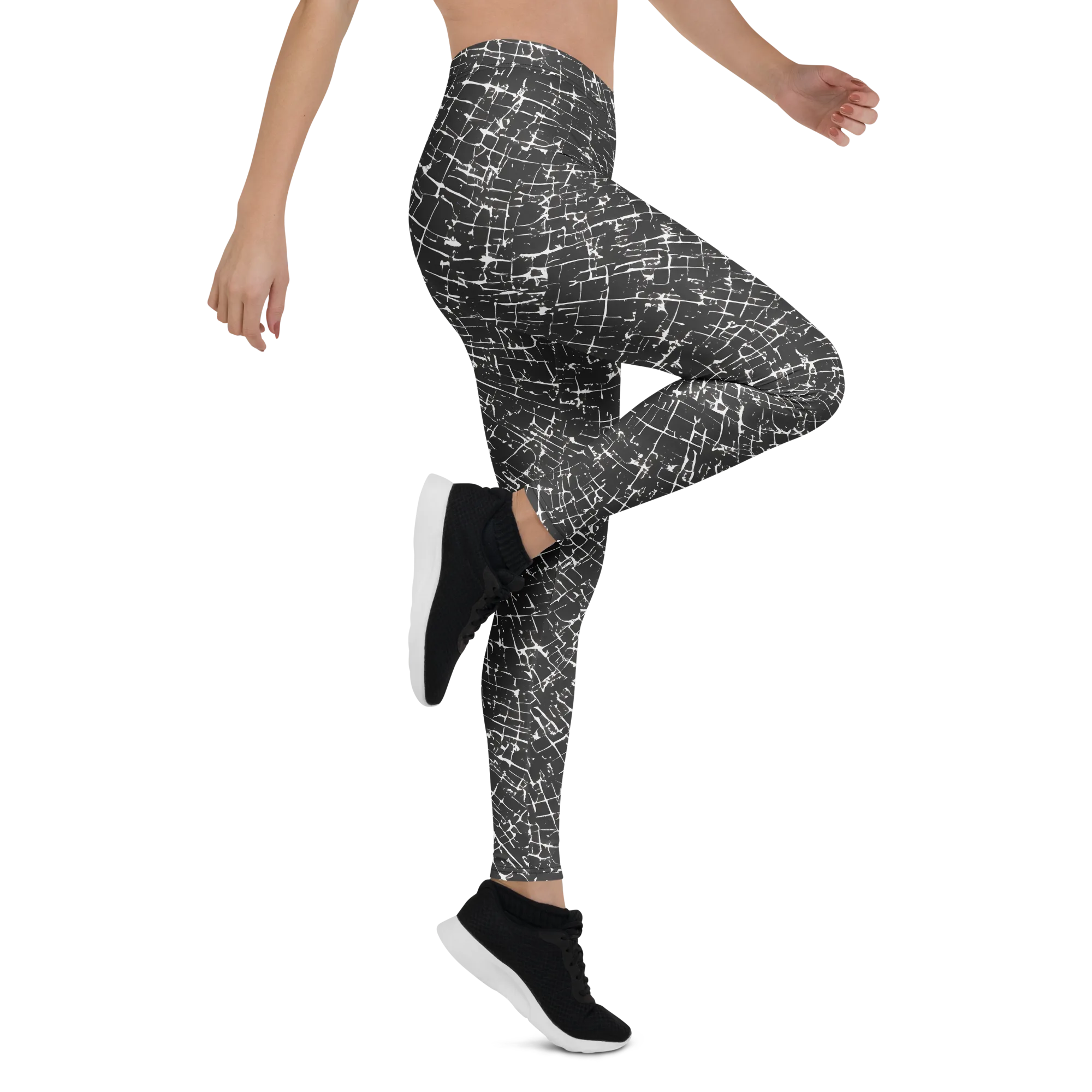 Obsidian Crackle on Leggings — Right
