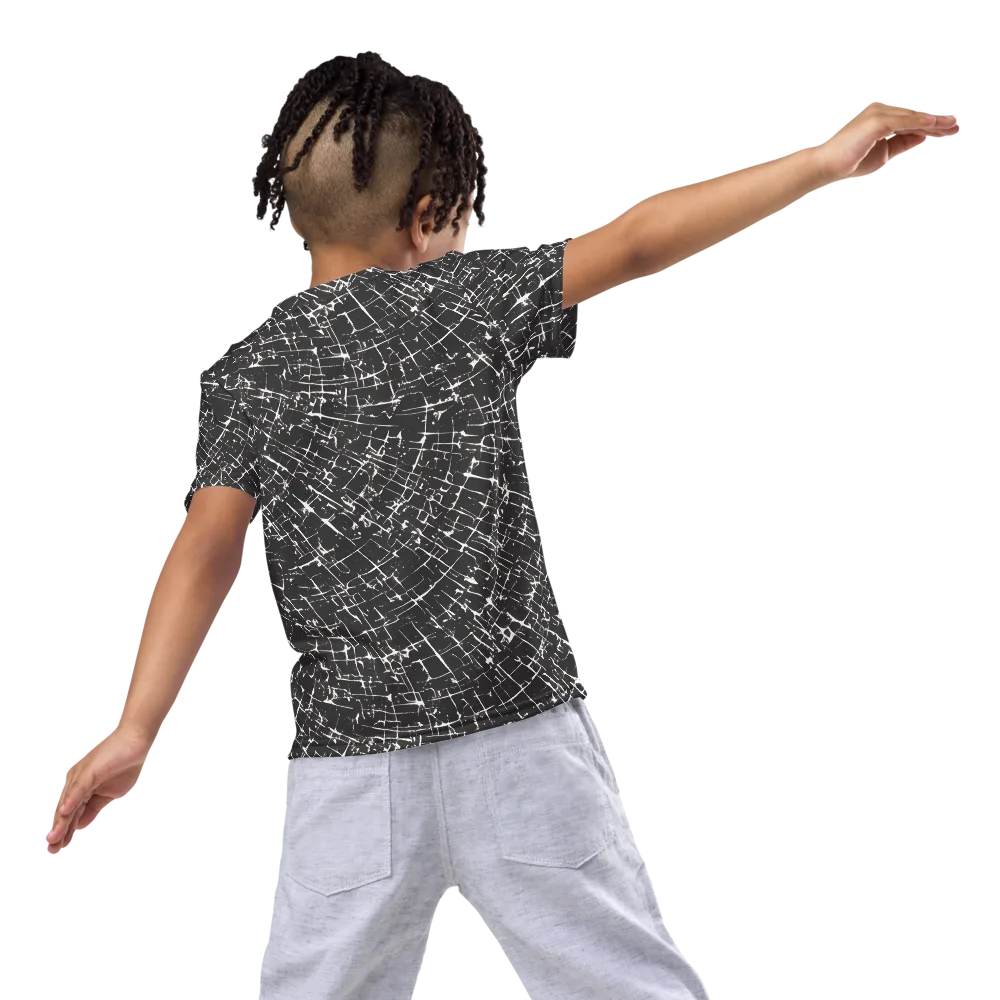 Obsidian Crackle on Kids Crew Neck T-Shirt — Back