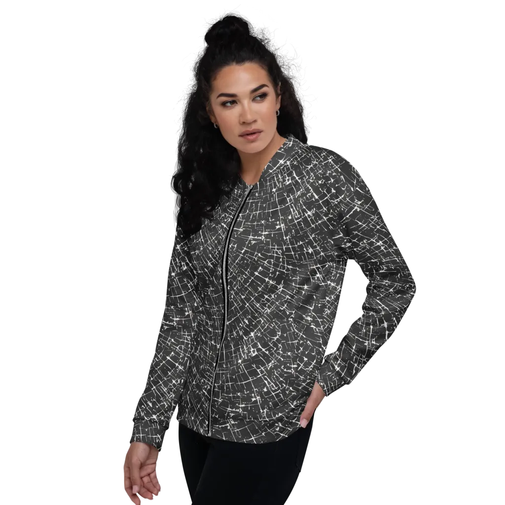 Obsidian Crackle on Bomber Jacket — Left