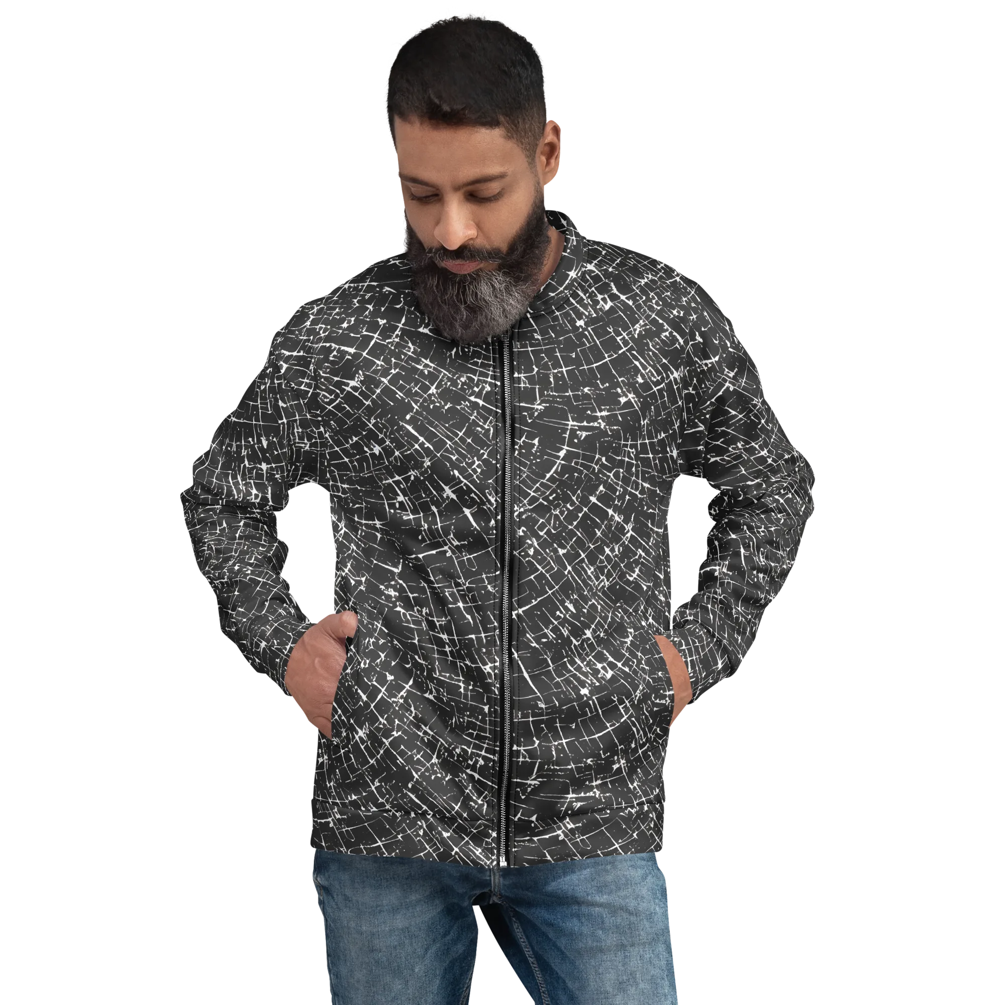 Obsidian Crackle on Bomber Jacket — Front