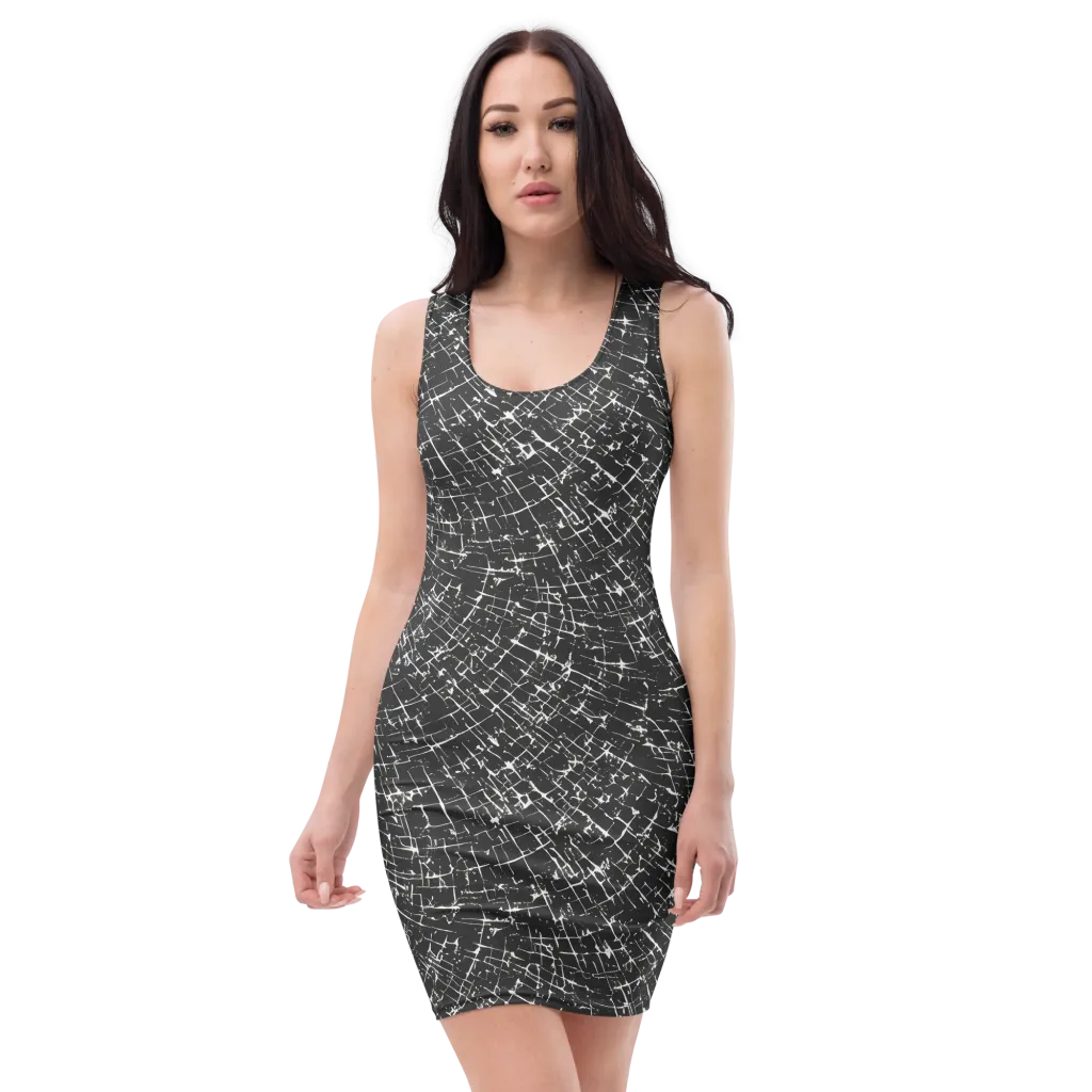 Obsidian Crackle on Bodycon Dress — Front