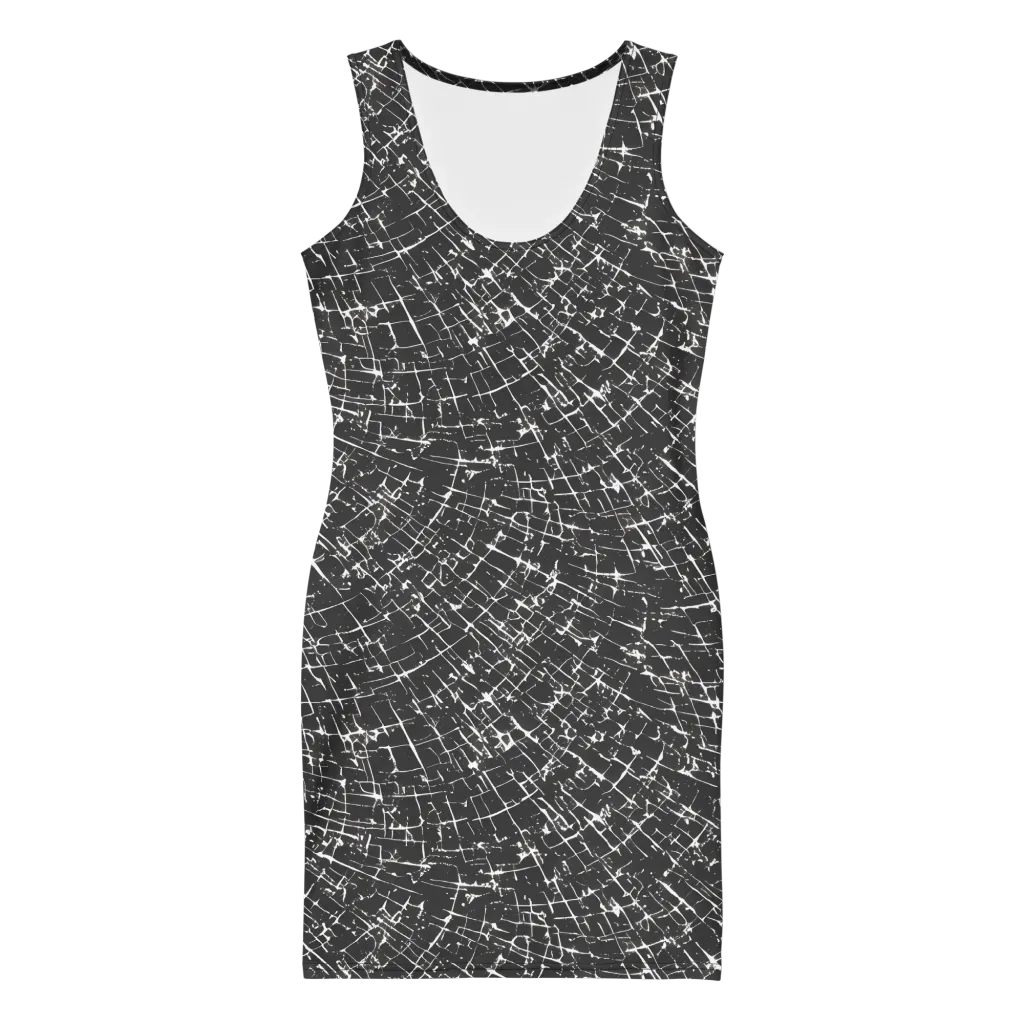 Obsidian Crackle on Bodycon Dress — Front