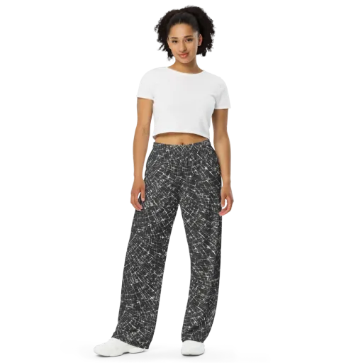 Obsidian Crackle on a Wide-Leg Pants