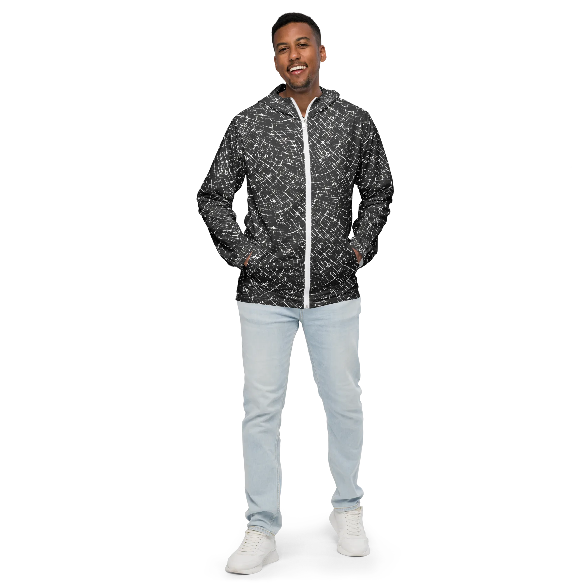 Obsidian Crackle on Men's Windbreaker — Front