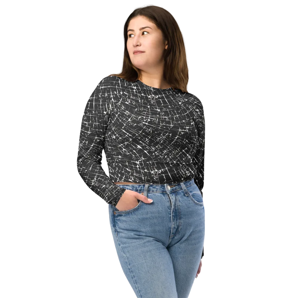 Obsidian Crackle on Long Sleeve Crop Top — Front