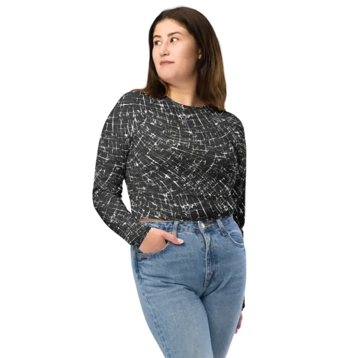 Obsidian Crackle on a Long Sleeve Crop Top