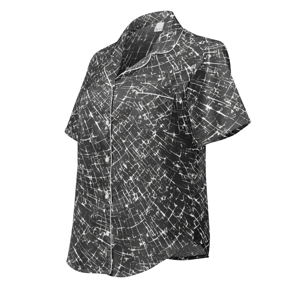 Obsidian Crackle on Women's Short Sleeve Pajama Top — Left Front